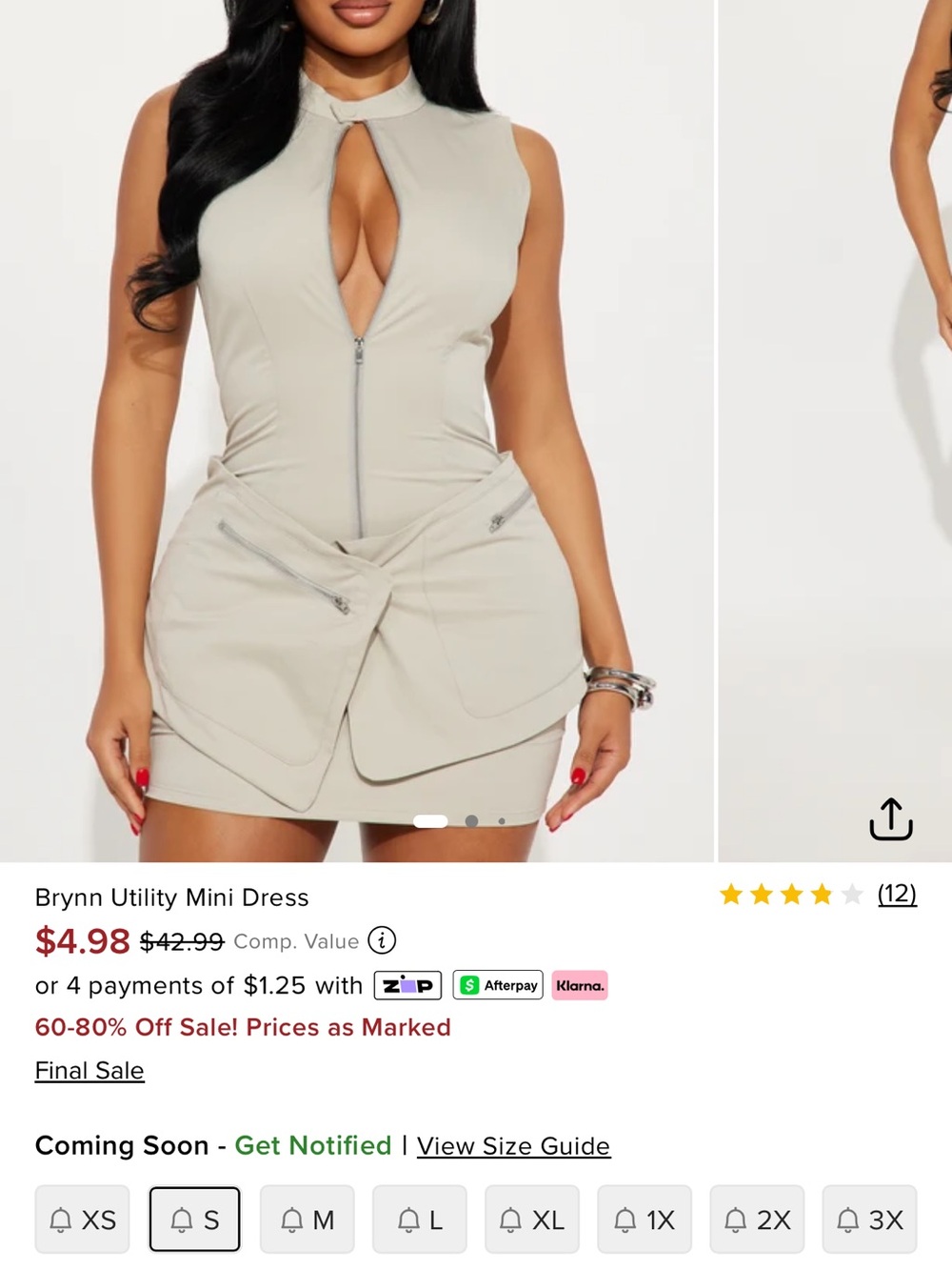 Fashion Nova Sleeveless Mini Dress in Light Beige